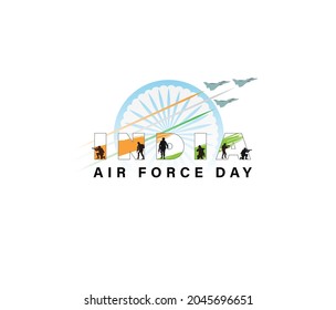 Vector Illustration Of Indian Air Force Day Observed On October 8. Banner With Fighter Plane 