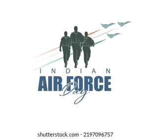 Vector Illustration of Indian Air Force Day observed on October 8. Banner with fighter plane 