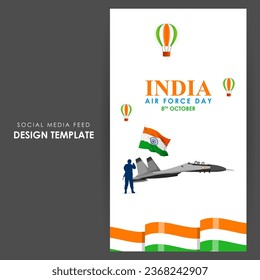 Ilustración vectorial del Día de la Fuerza Aérea India, plantilla de medios sociales