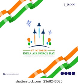 Vector illustration of Indian Air Force Day social media feed template