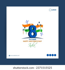Vector illustration of Indian Air Force Day social media feed template