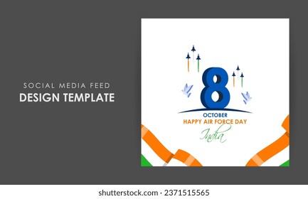 Vector illustration of Indian Air Force Day social media feed template