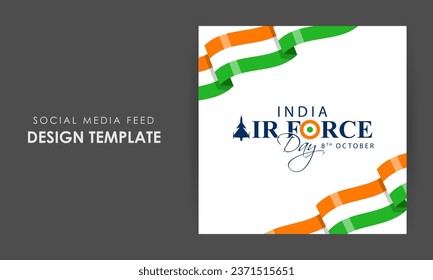 Vector illustration of Indian Air Force Day social media feed template