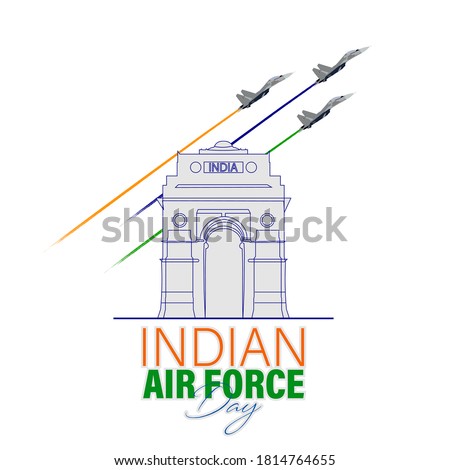 Vector Illustration of Indian Air Force Day observed on October 8. Banner with fighter plane 