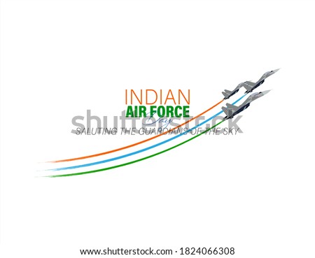 Vector Illustration of Indian Air Force Day observed on October 8. Banner with 3 fighter plane