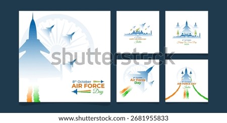 Vector illustration of Indian Air Force Day social media feed template