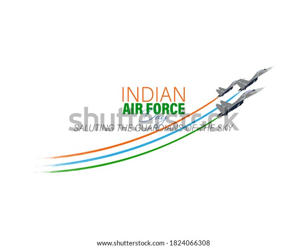 Vector Illustration Indian Air Force Day Stock Vector (Royalty Free ...