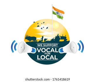VECTOR ILLUSTRATION FOR INDIAN CAMPAIGN "VOCAL FOR LOCAL", 