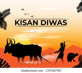 vector illustration for Indian day kisan diwas means farmer days.