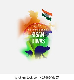vector illustration for Indian day kisan diwas means farmer days.