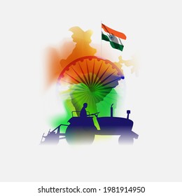 vector illustration for Indian day kisan diwas means farmer days.
written Hindi text means farmer day, Indian flag with tricolor backdrop, national emblem 