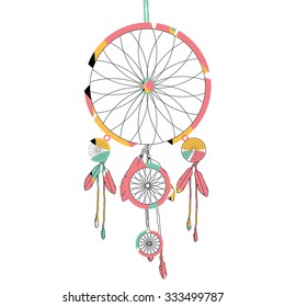 Vector illustration indian dream catcher. Magic amulet symbol