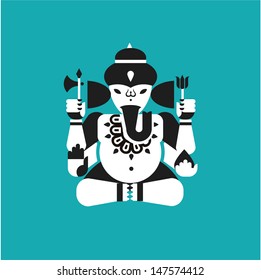 Vector illustration of Indian elephant god Ganesha