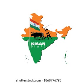 Vector illustration for Indian farmers day. Kisan diwas written in Hindi which means farmers days.