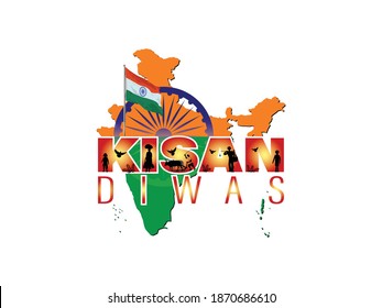Vector illustration for Indian farmers day. Kisan diwas written in Hindi which means farmers days. 