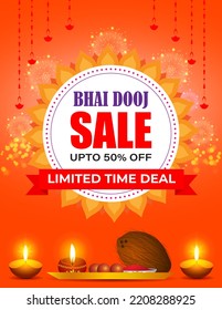 vector illustration for Indian festival bhai dooj sale offer banner