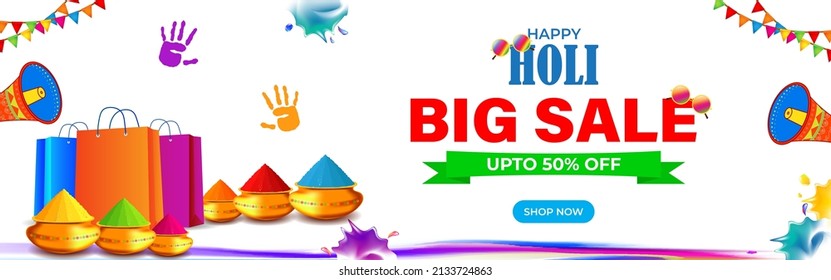 Vector illustration of Indian festival of colors Holi banner for sale