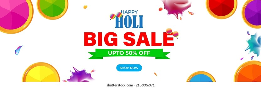 Vector illustration of Indian festival of colors Holi banner for sale