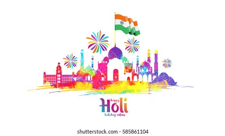 vector illustration. Indian festival of colors festival holi. graphic design for the design of posters, brochures, gift cards, sales. vector isolated colorful cloud colors