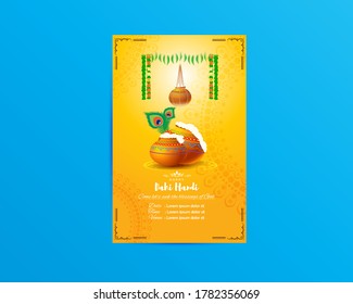 vector illustration for Indian festival Dahi Handi written text means curd pot, concept for festive background 