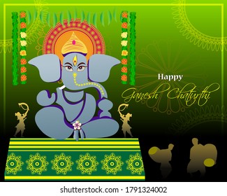 vector illustration for Indian festival Ganesh Chaturthi with text Ganesh Chaturthi means Ganesh Chaturthi.