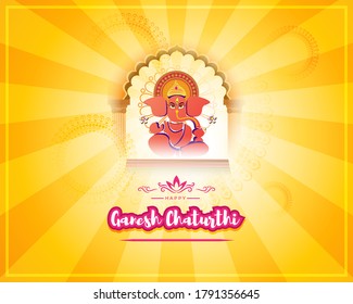 vector illustration for Indian festival Ganesh Chaturthi with text Ganesh Chaturthi means Ganesh Chaturthi.