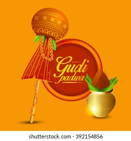  Vector Illustration of  Indian Festival of Gudi Padwa  ( Lunar New Year) celebrated by Maharashtrians.