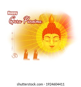 vector illustration for Indian festival 
happy guru purnima with Hindi text guru purinma means guru purinma 