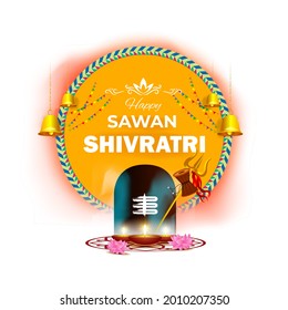 vector illustration for Indian festival happy sawan shivratri, means the great night of lord shiva.