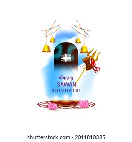 vector illustration for Indian festival happy sawan shivratri, means the great night of lord shiva.