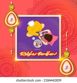 Vector Illustration For The Indian Festival Happy Rakshabandhan. Day Of Siblings