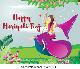 Vector Illustration Indian Festival Hariyali Teej Stock Vector (Royalty ...