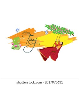vector illustration of Indian festival hariyali Teej means green Teej. 