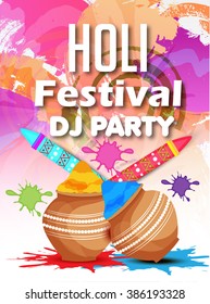 Vector Illustration of Indian festival Holi celebrations Flyer with beautiful background.