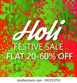 Vector Illustration of Indian festival Holi Sale celebrations with beautiful colors splash background.