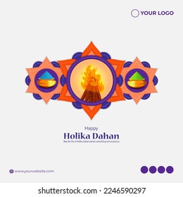Vector illustration for Indian festival Holika Dahan wishes
