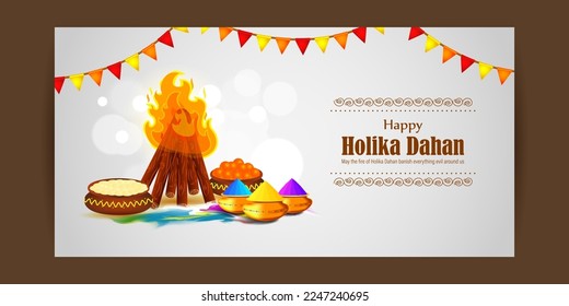 Vector illustration for Indian festival Holika Dahan wishes