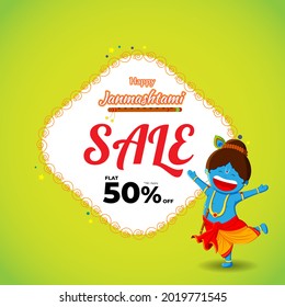 vector illustration for Indian festival Janmashtami sale banner 
