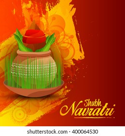 Vector illustration of indian festival navratri celebration kalash sthapana.