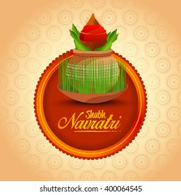 Vector illustration of indian festival navratri celebration kalash sthapana.