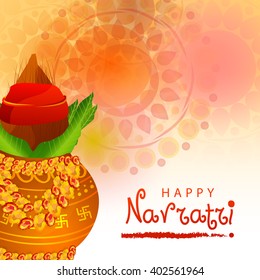 Vector illustration of indian festival navratri celebration kalash sthapana.