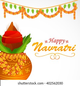 Vector illustration of indian festival navratri celebration kalash sthapana.
