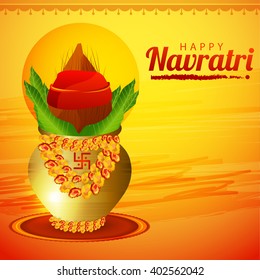 Vector illustration of indian festival navratri celebration kalash sthapana.