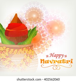 Vector illustration of indian festival navratri celebration kalash sthapana.