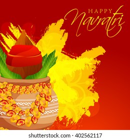 Vector illustration of indian festival navratri celebration kalash sthapana.