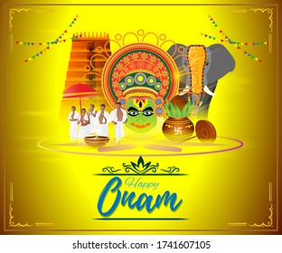 vector illustration for Indian festival Onam with Onam elements 