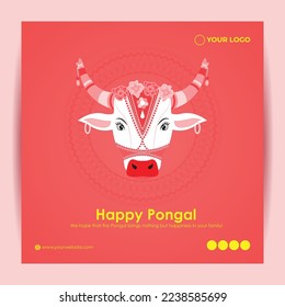vector illustration for Indian festival Pongal banner greeting template 