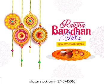 Vector Illustration for Indian festival Raksha Bandhan with Decorated rakhi, Raksha Bandhan Background 