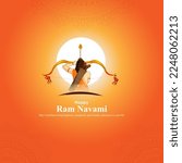 vector illustration for the Indian festival Ram Navami written Hindi text Ram Navami.