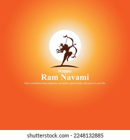 vector illustration for the Indian festival Ram Navami written Hindi text Ram Navami.